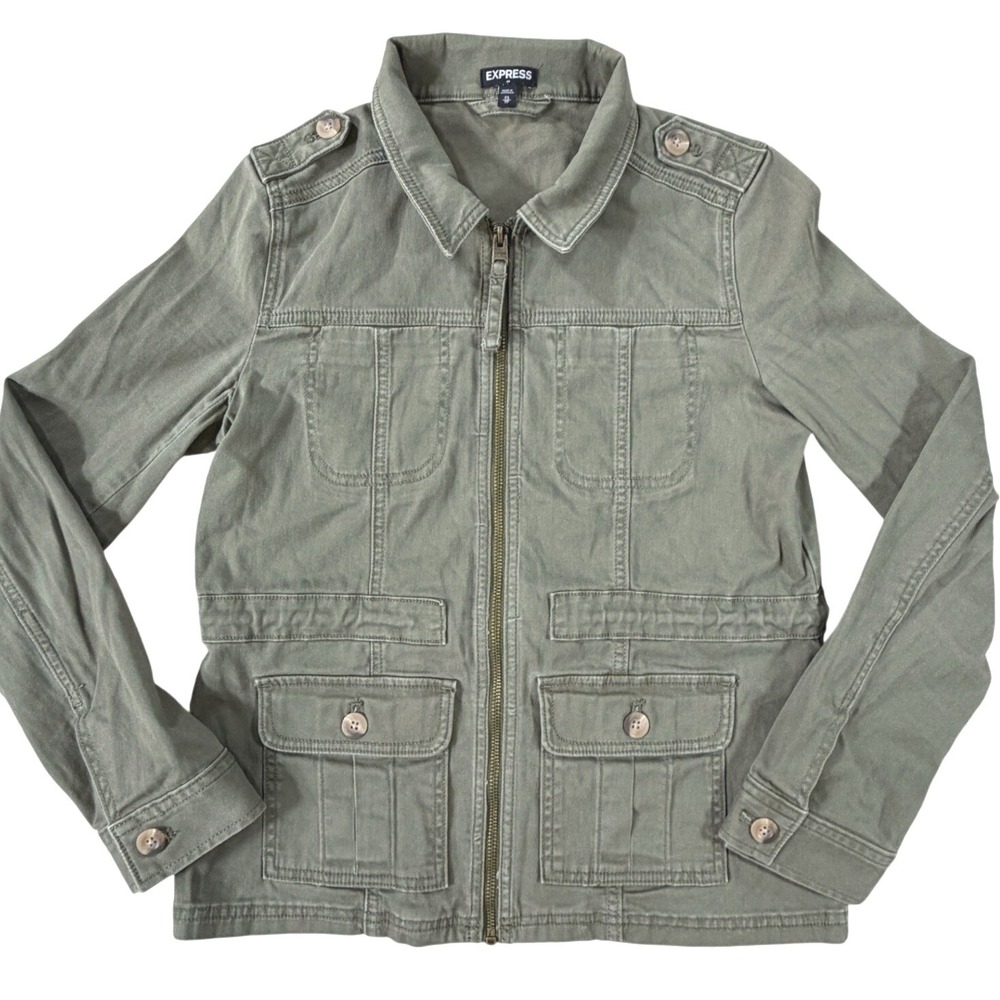 Military Green Utility Jacket Express Womens XS gorp safari cargo capsule